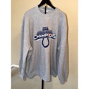 Reebok Indianapolis Colts Super Bowl XLI Champions Sweatshirt Mens XL Gray NFL